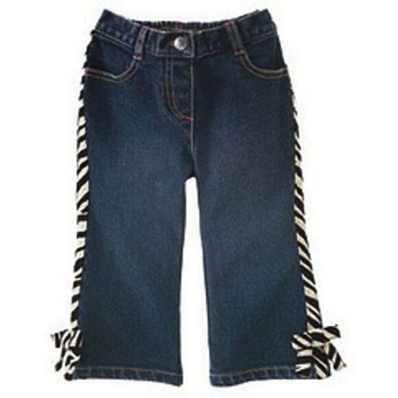 Gymboree girl dark stretch denim jeans zebra print black white stripe pants 2t 2 - Picture 1 of 1